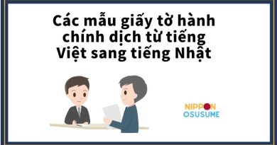 Các mẫu giấy tờ hành chính dịch từ tiếng Việt sang tiếng Nhật